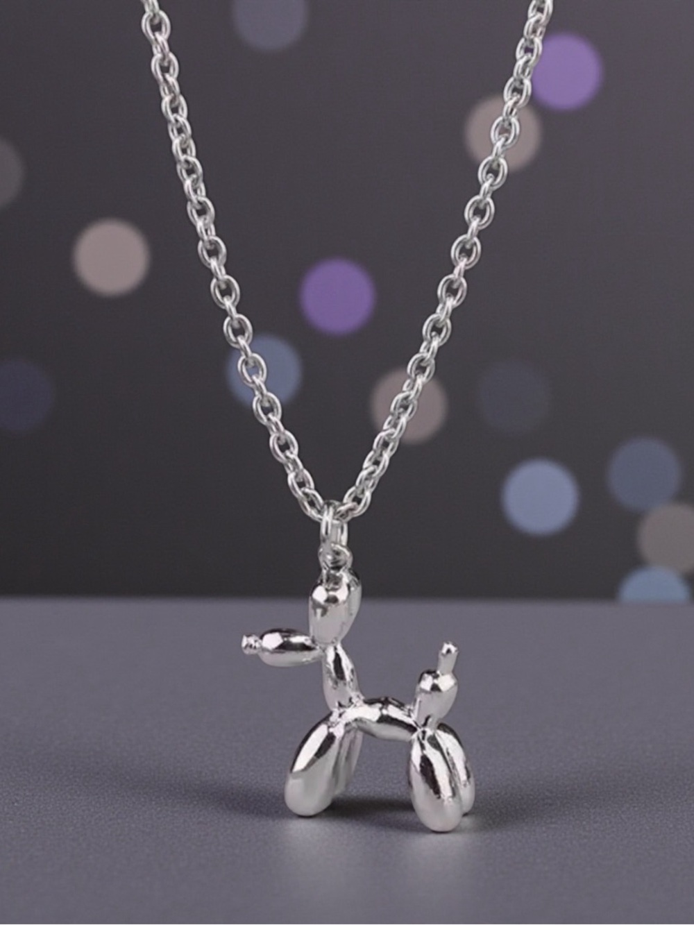 🩶Silver-Tone Balloon Dog Pendant Necklace/NIP🩶